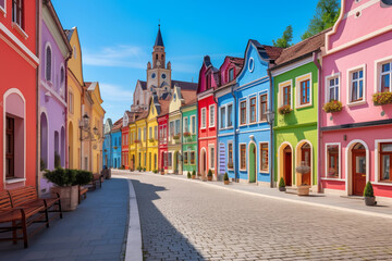 Fototapeta na wymiar Colorful renaissance house facades