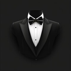 Illustration of tuxedo with bow tie on a black background. Vector. 