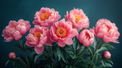 Luxurious Peony Blossoms in Pink Hues Nature's Beauty