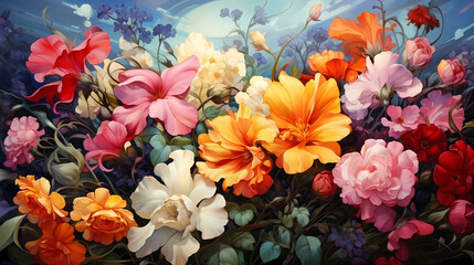 Obraz na płótnie Canvas Seamless flower background, colorful flower background
