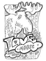 Wild forest animals colouring book pages collection for adults and children for relaxation and antistress. Hand drawn line illustration. Cartoon style character drawing.