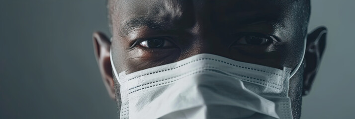 healthcare person with protective  mask with copy space  - obrazy, fototapety, plakaty