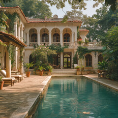 Obraz na płótnie Canvas Elegant Villa in Greek and Kenyan Designs