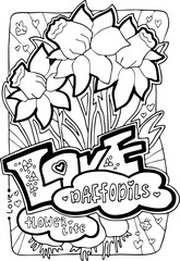 Garden flowers coloring book pages for adults and kids. Antistress hobby for relaxation. Hand drawn cartoon style line illustration. Colouring vector pages collection set floral botanical theme.