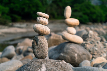 Art of stone balancing, meditation and concentration.