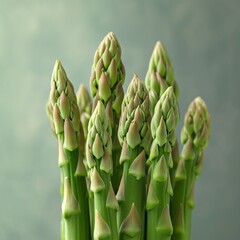 realistic and detailed Background of fresh asparagus arranged together on whole image