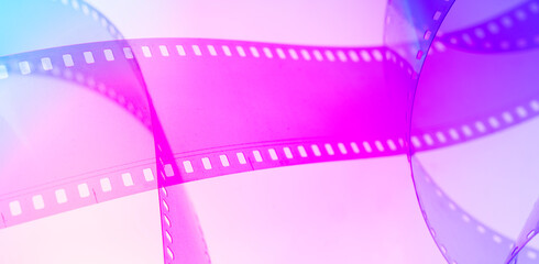 color cinema background with film. film production, creation of series, independent film festivals, film shows