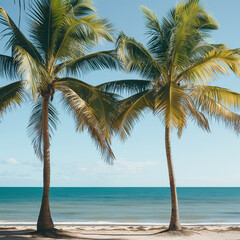 Tropical Beach Paradise with Lush Palm Trees