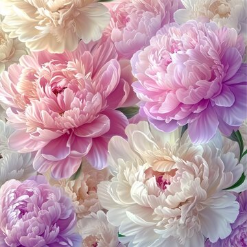 realistic Background of fresh Peony flowers arranged together on whole image 