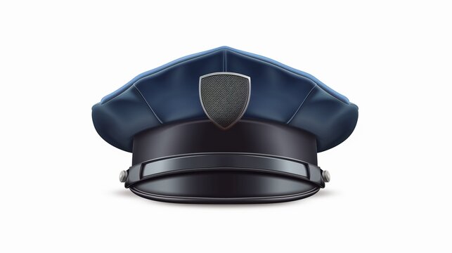 police peaked cap with cockade vector illustration isolated on white background