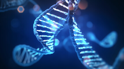 Human DNA structure, 3D illustration of helical DNA molecule
