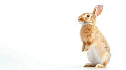 Photo portrait of a bunny or rabbit on a white background for digital printing wallpaper, custom...
