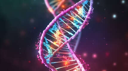 Obraz premium Human DNA structure, 3D illustration of helical DNA molecule
