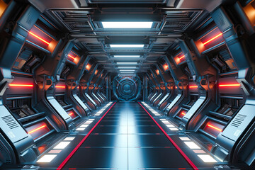 Space station or spaceship Sci-Fi style corridor or room concept
