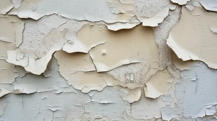 abstract texture of peeling paint on an old wall, capturing the layers and colors in a close-up shot