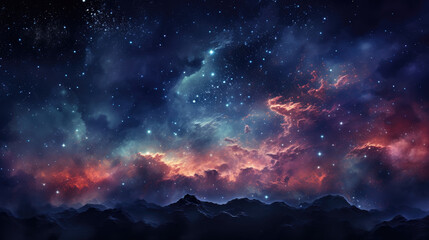 Creative design background in dark blue, yellow and pink. Galaxy or cosmic background of the night sky