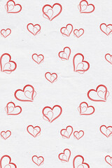 pattern for St. Nicholas Day with hearts on watercolor paper, phone screensaver. happy valentine's day, hearts on white background