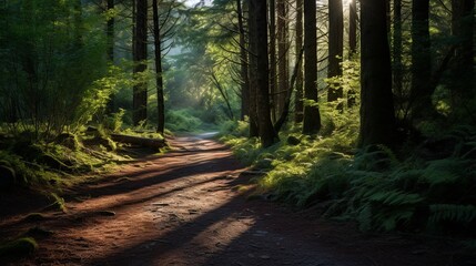 Fototapeta premium A Dirt Road in the Middle of a Forest