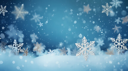 Obraz na płótnie Canvas Snowflake background, snowflake border, winter holiday background, soft colors and dreamy atmosphere