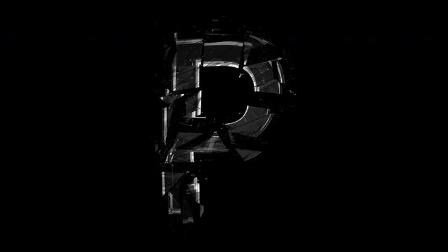 P Letter Glass Shattered, Alpha Channel