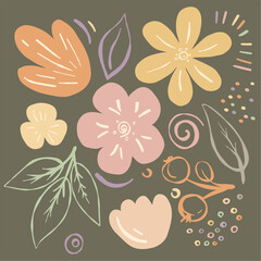 Flowers, design elements 