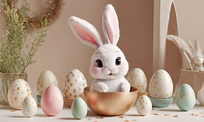 Naklejka na ściany i meble easter egg with a bunny 