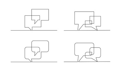 Continuous Line Drawing of Doodle Speech Bubble. template