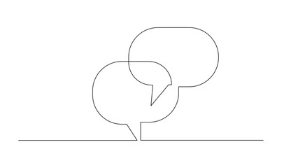 Continuous Line Drawing of Doodle Speech Bubble. template