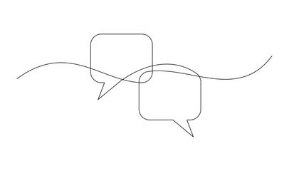 Continuous Line Drawing of Doodle Speech Bubble. template