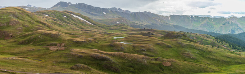 Fototapeta na wymiar Tuttle Mountain panorama with tundra meadows and ponds
