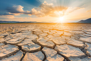 Cracked land on hot sunny weather el nino global warming climate change. We need to save the earth.