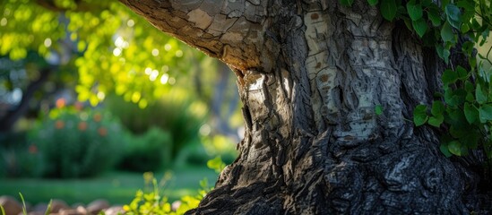 The tree's trunk teems with vitality. - obrazy, fototapety, plakaty