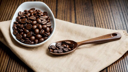 Posés avec simplicité sur une table en bois, les grains de café authentiques sont une présentation rustique. Leur arôme enivrant éveille les sens, promettant une expérience caféinée exceptionnelle.