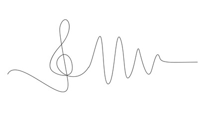 continuous single line drawing of music notes template