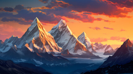 Stunning mountains, panoramic peaks PPT background