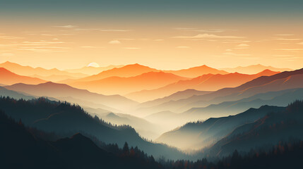 Mountain peak illustration, mountain aerial photography PPT background illustration