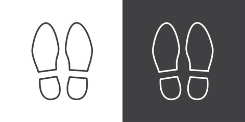 Simple Footsteps icon line style. The lines of footprints. Vector illustration of footprint isolated icon in black and white background. shoe, step flat simple symbol.