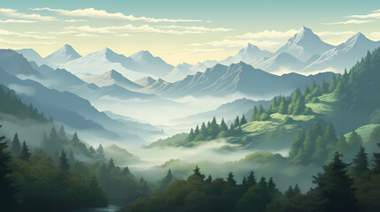 Stunning mountains, panoramic peaks PPT background