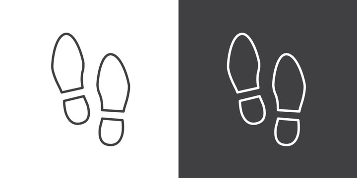 Footprints linear icon. Footsteps. Thin line illustration. Simple Footsteps icon line style. The lines of footprints. Vector illustration of footprint isolated icon in black and white background.