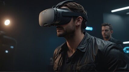 Man immersed in VR metaverse