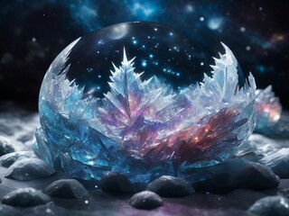 Galactic Frost: A Celestial Ballet of Ice Crystals