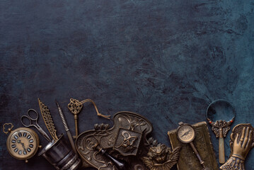 Antique background with old things