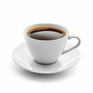 Coffee in a White Cup on a Saucer. Generative ai