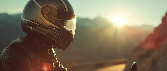 Motorcycle. Close-up. Professional motorbike rider, riding with high speed on the way road. Generative AI. Sport. Concept of motosport, speed, hobby, journey, activity. Man in full moto equipment  - obrazy, fototapety, plakaty