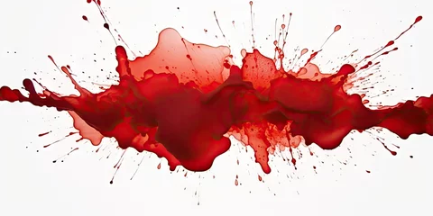 Fotobehang a splatter of red paint on a white background, © Planetz