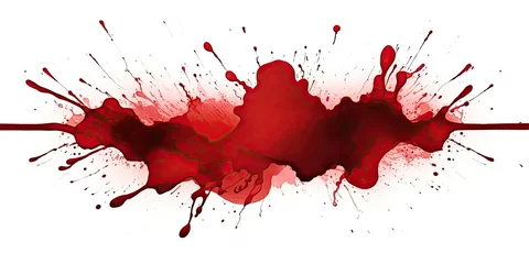 Gordijnen a splatter of red paint on a white background, © Planetz