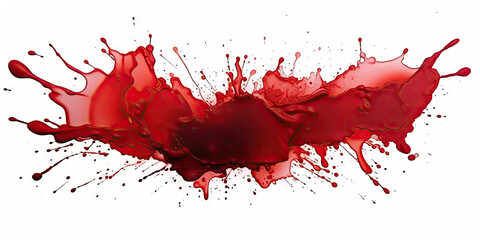a splatter of red paint on a white background,