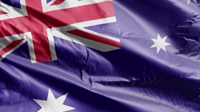 Australia flag background realistic waving in the wind 4K video, for Independence Day or Anthem (Perfect Loop)