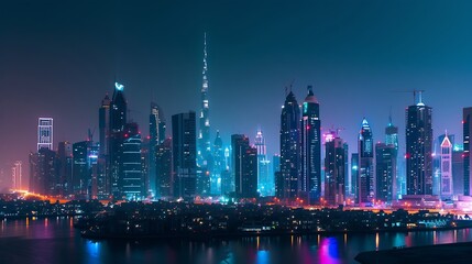 the skyline of dubai at night : Generative AI