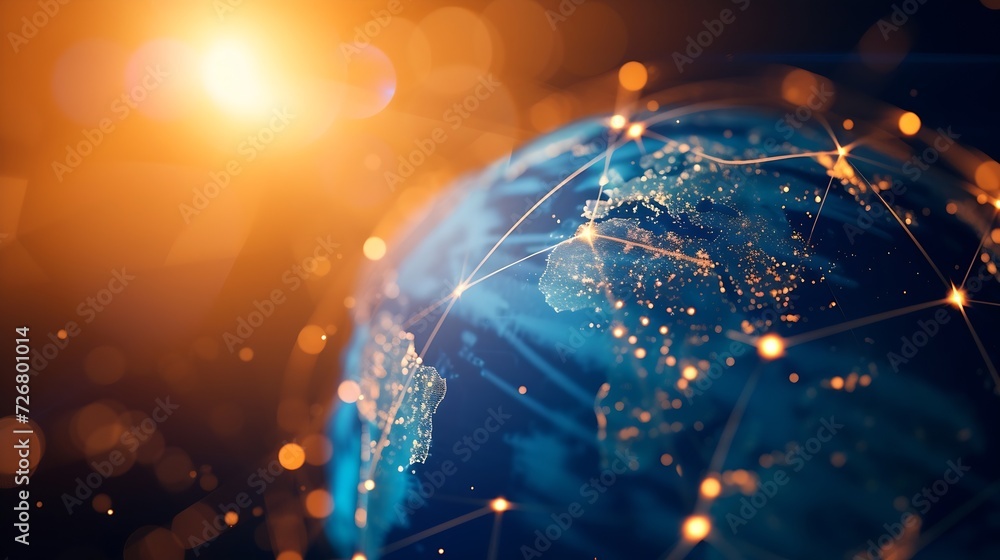 Poster communication technology and internet worldwide for business. global world network connected and tel